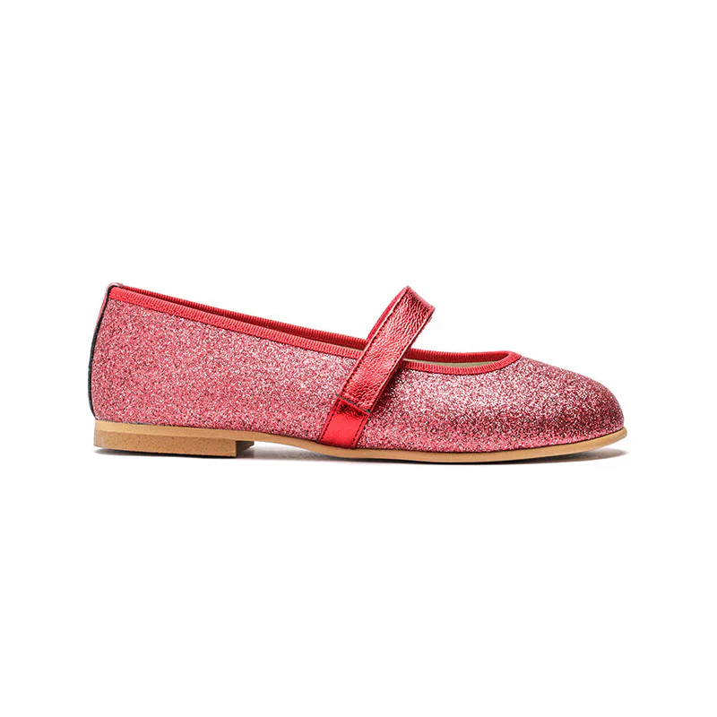 Leather Glitter Mary Janes - Stella Red - Image 3